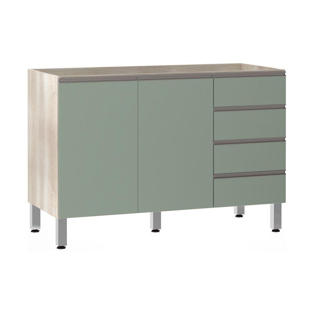 Balcão De Pia Sem Tamp 120cm E Luci Legno Crem e Verde Jade - 1