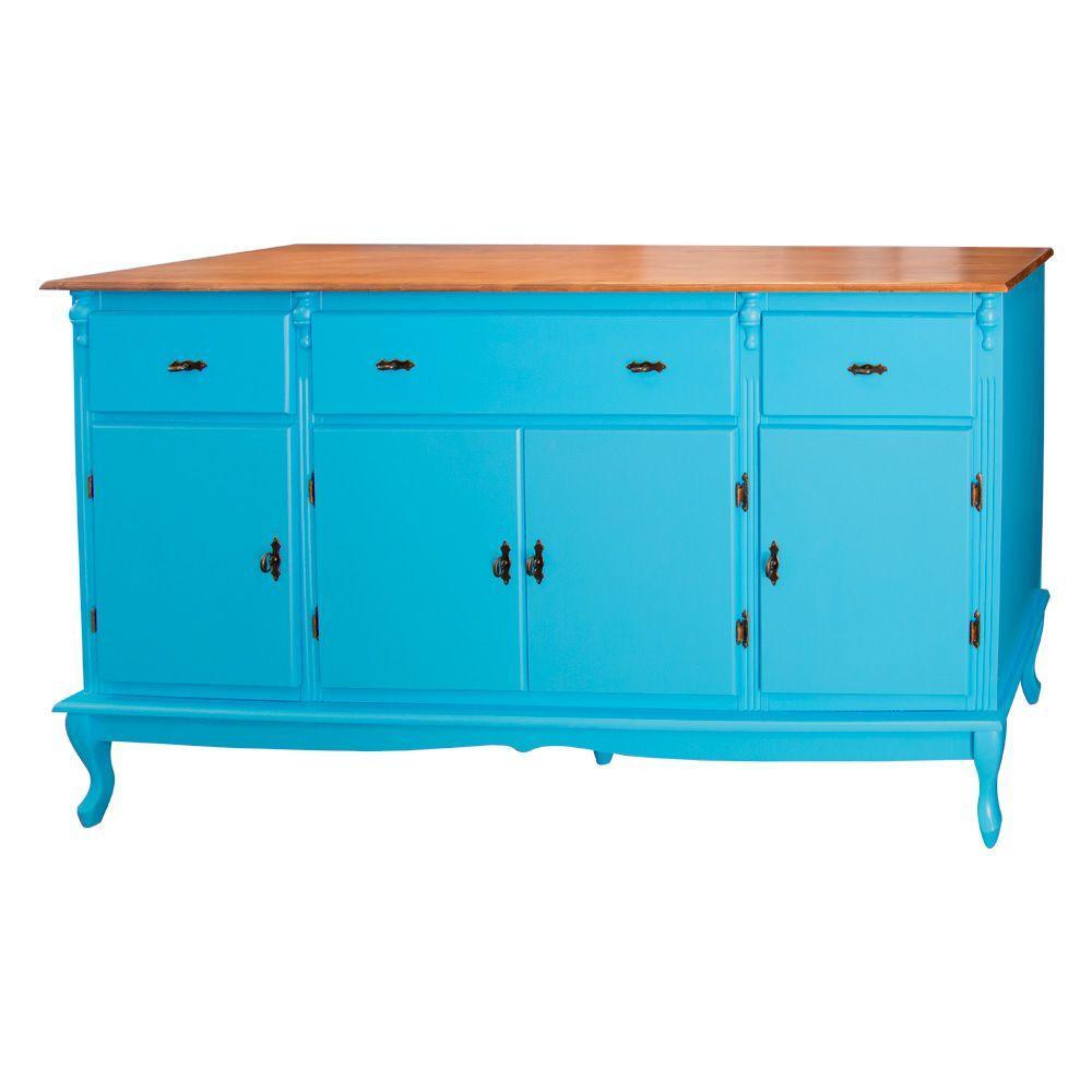 Buffet Balcão Antique Com 4 Portas e 3 Gavetas 804 Azul - 1