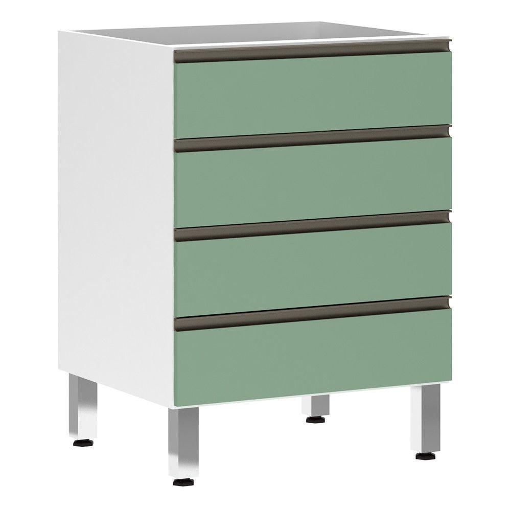 Balcão Sem Tampo 60cm Branco Com Verde Jade - 1