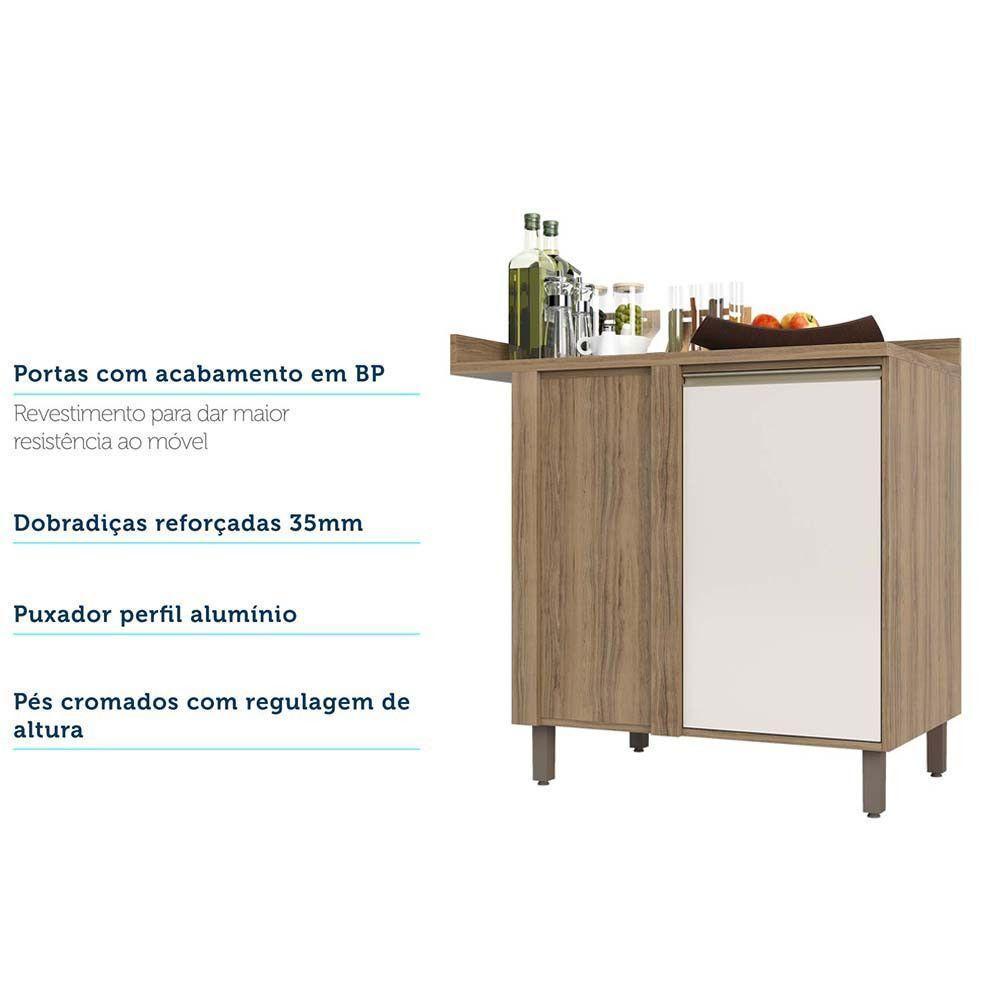 Balcão e Tampo Canto Reto 95 Cm De Abrir 1 Prateleira Mel Vanill e O - 3