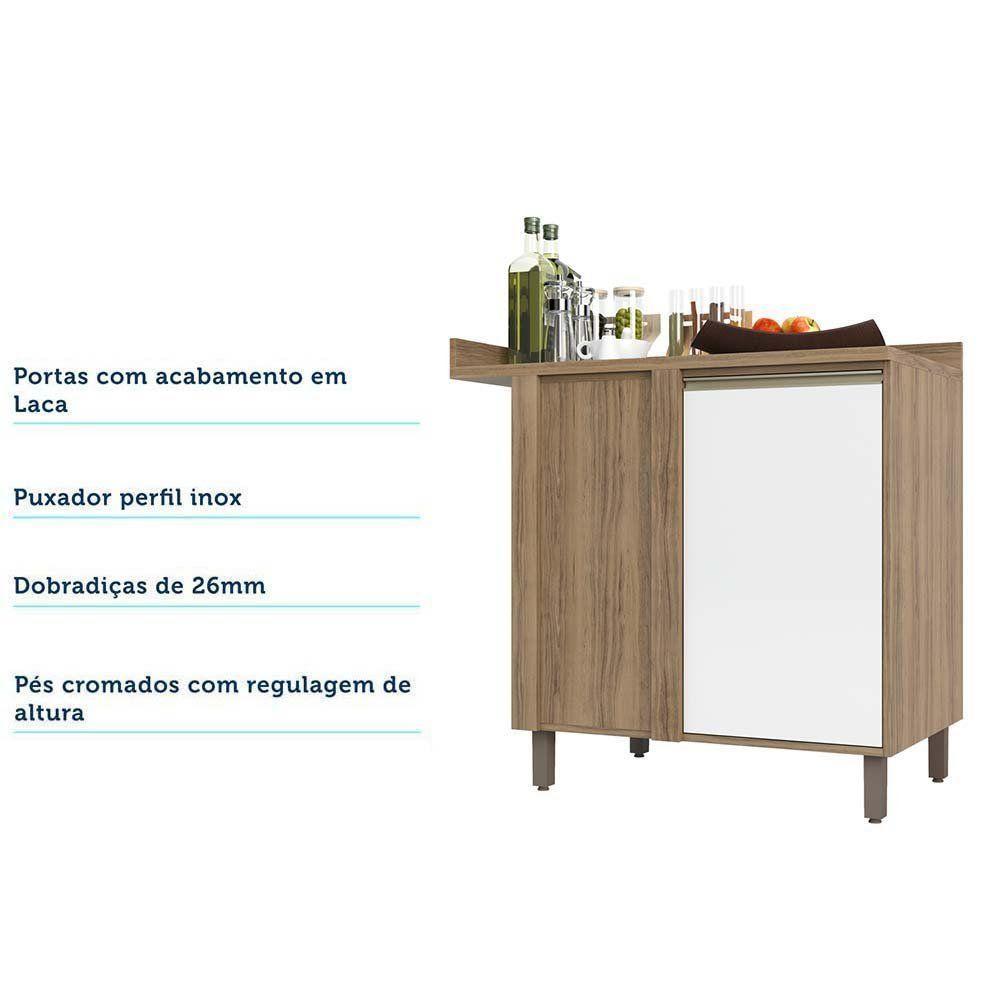 Balcão e Tampo Canto Reto 95 Cm De Abrir 1 Prateleira Mel Vanill e Branco - 2