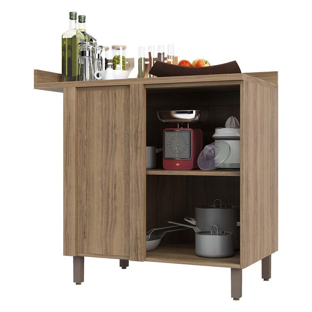 Balcão e Tampo Canto Reto 95 Cm De Abrir 1 Prateleira Mel Vanill e Branco - 5