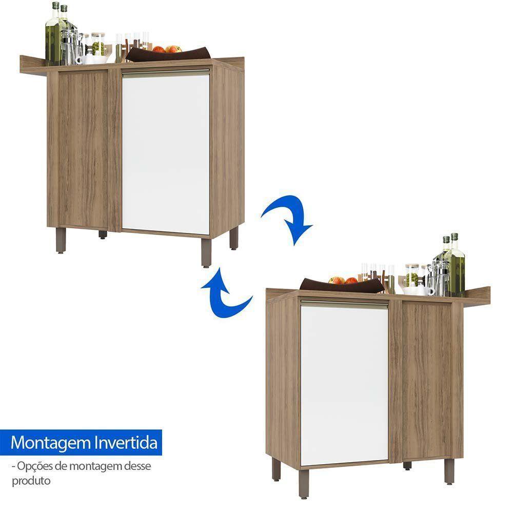 Balcão e Tampo Canto Reto 95 Cm De Abrir 1 Prateleira Mel Vanill e Branco - 6