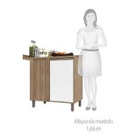 Balcão e Tampo Canto Reto 95 Cm De Abrir 1 Prateleira Mel Vanill e Branco - 7