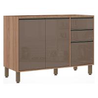 Balcão Para Pia Sem Tampo 120 Cm De Abrir 3 Gavetas Mel Vanill e Gra - 1