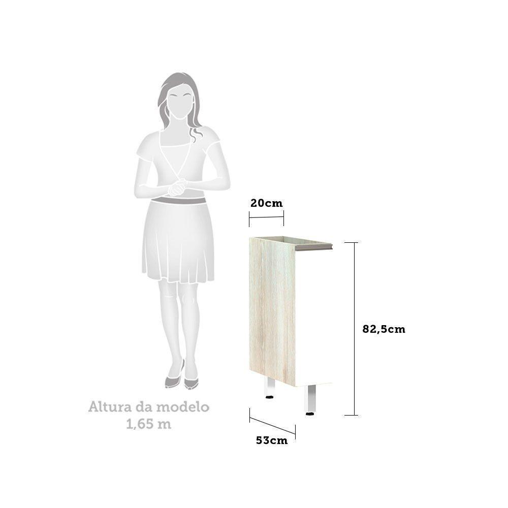 Balcão Sem Tampo 20cm Luci Legno Crem e Branco - 3