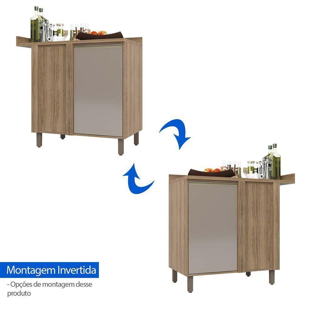 Balcão De Cozinha Com Tampo Canto Reto 1 Porta Mel Luciane Vanilla-graff - 4