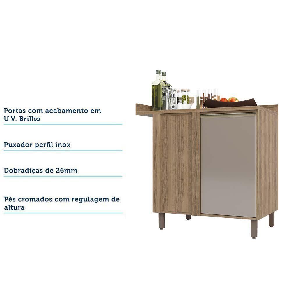 Balcão De Cozinha Com Tampo Canto Reto 1 Porta Mel Luciane Vanilla-graff - 6