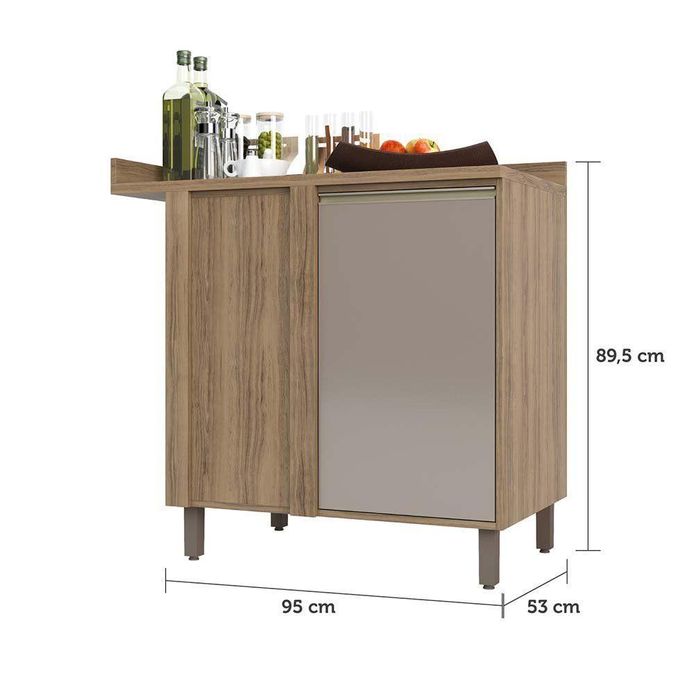 Balcão De Cozinha Com Tampo Canto Reto 1 Porta Mel Luciane Vanilla-graff - 8