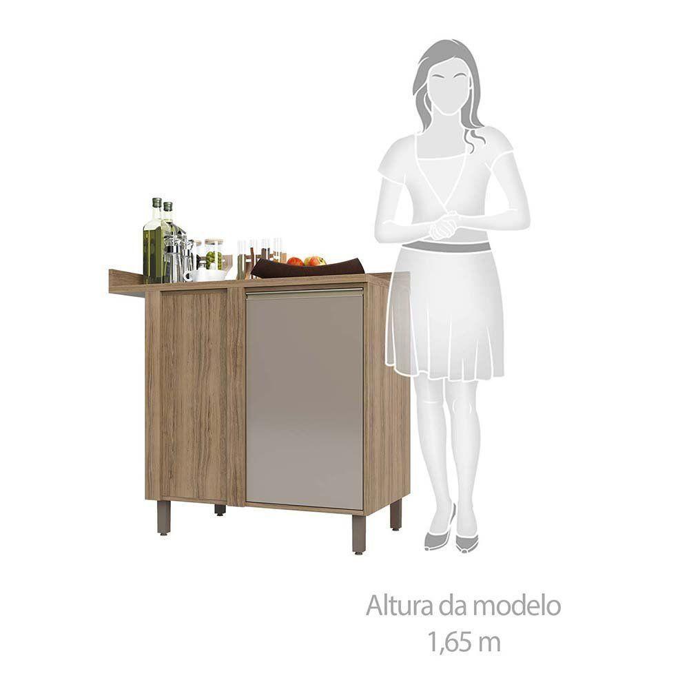 Balcão De Cozinha Com Tampo Canto Reto 1 Porta Mel Luciane Vanilla-graff - 5