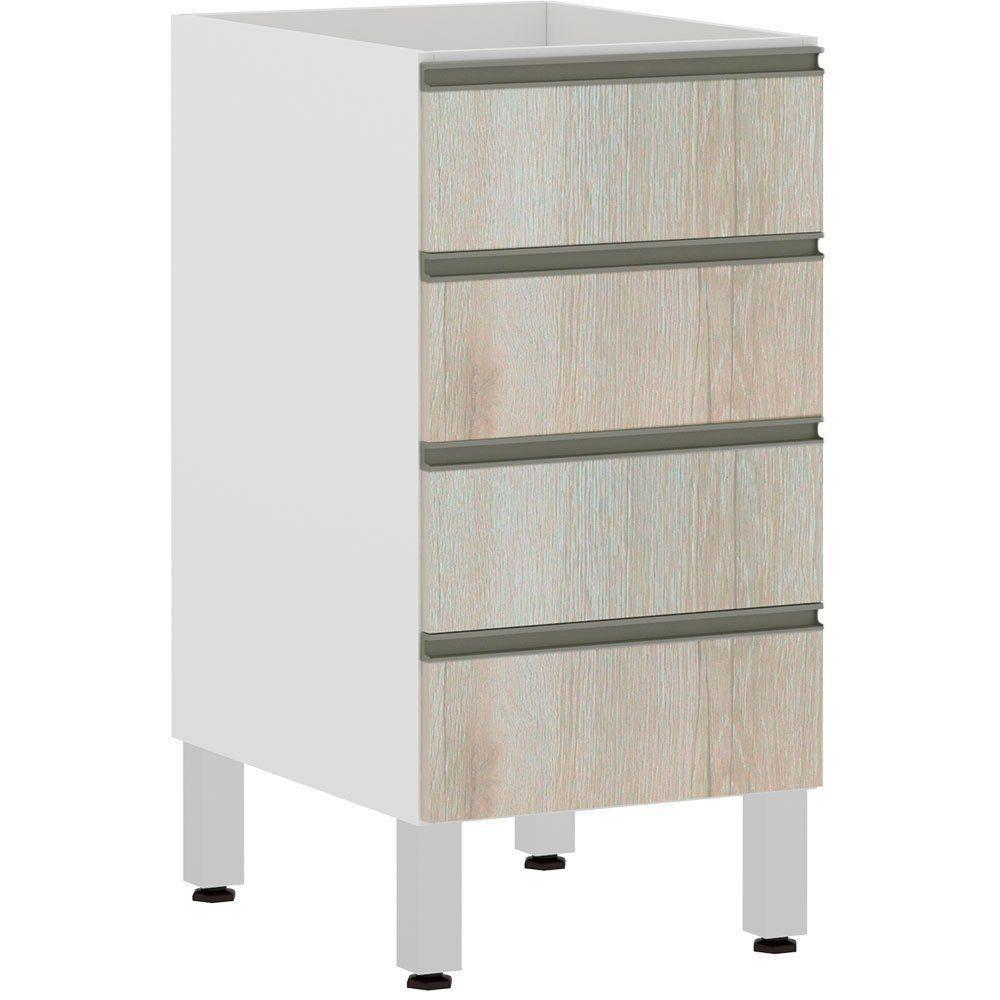 Balcão Sem Tampo 40cm Branco Com Legno Crema - 1