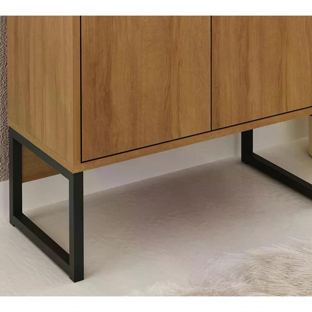 Balcão 02 Portas Com Chave Pes Tubular Me4154 Amêndoa Preto - 4