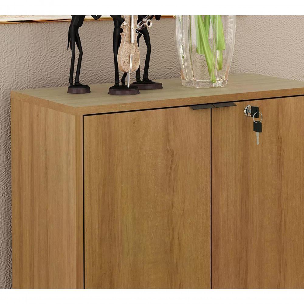 Balcão 02 Portas Com Chave Pes Tubular Me4154 Amêndoa Preto - 5