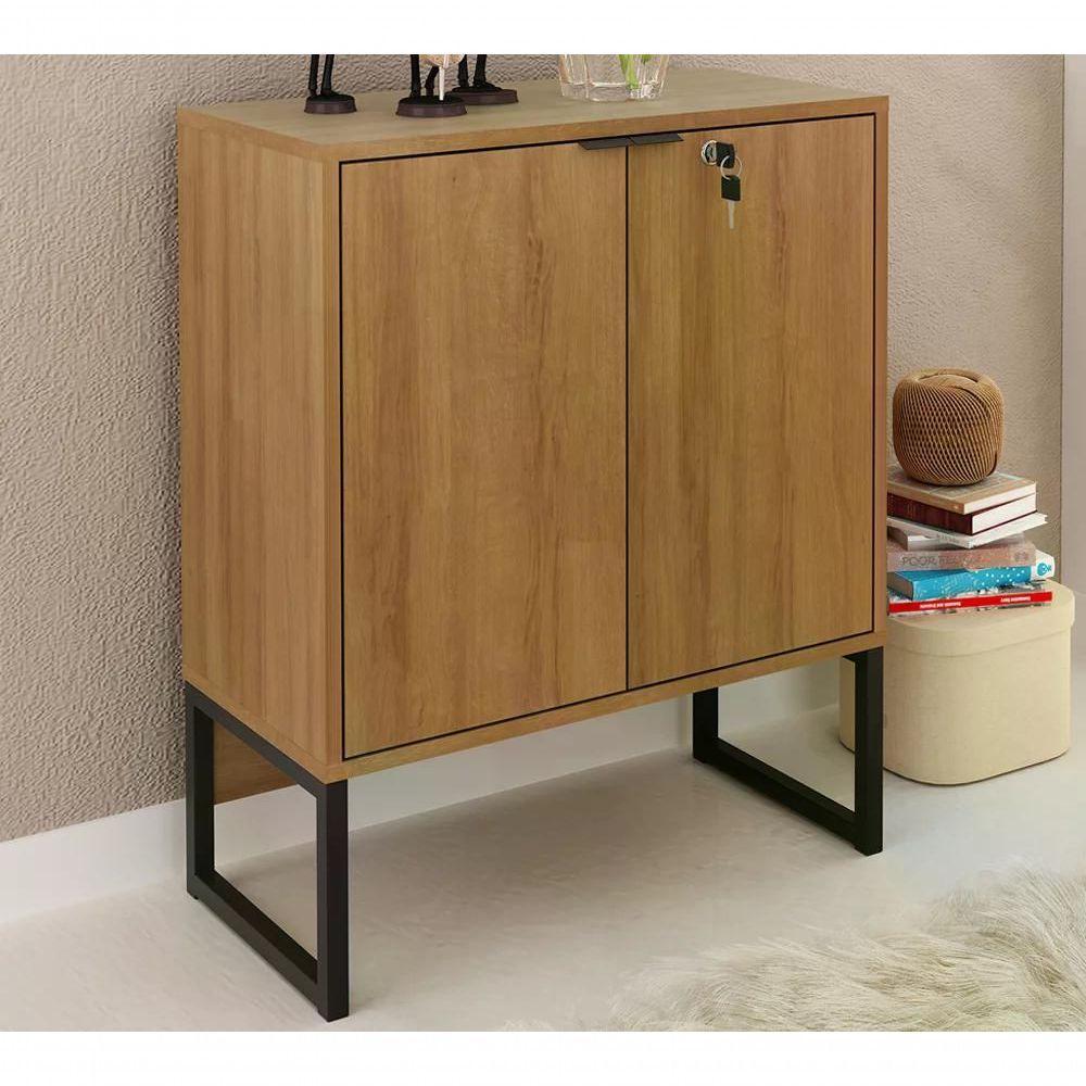 Balcão 02 Portas Com Chave Pes Tubular Me4154 Amêndoa Preto - 8