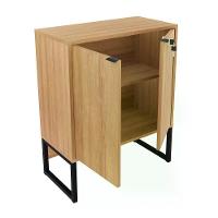 Balcão 02 Portas Com Chave Pes Tubular Me4154 Amêndoa Preto - 7