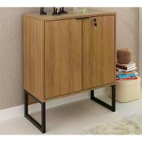 Balcão 02 Portas Com Chave Pes Tubular Me4154 Amêndoa Preto - 8