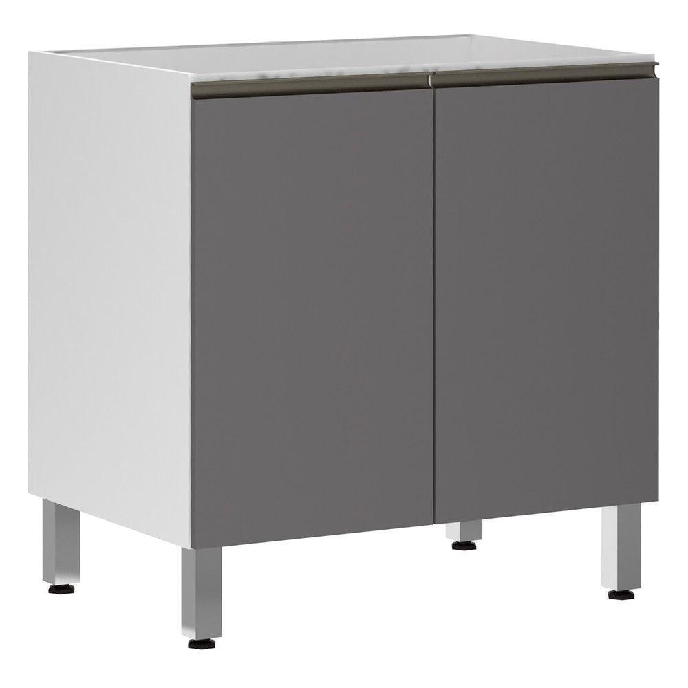 Balcão Sem Tampo 80cm Branco Com Cinza Puro - 1