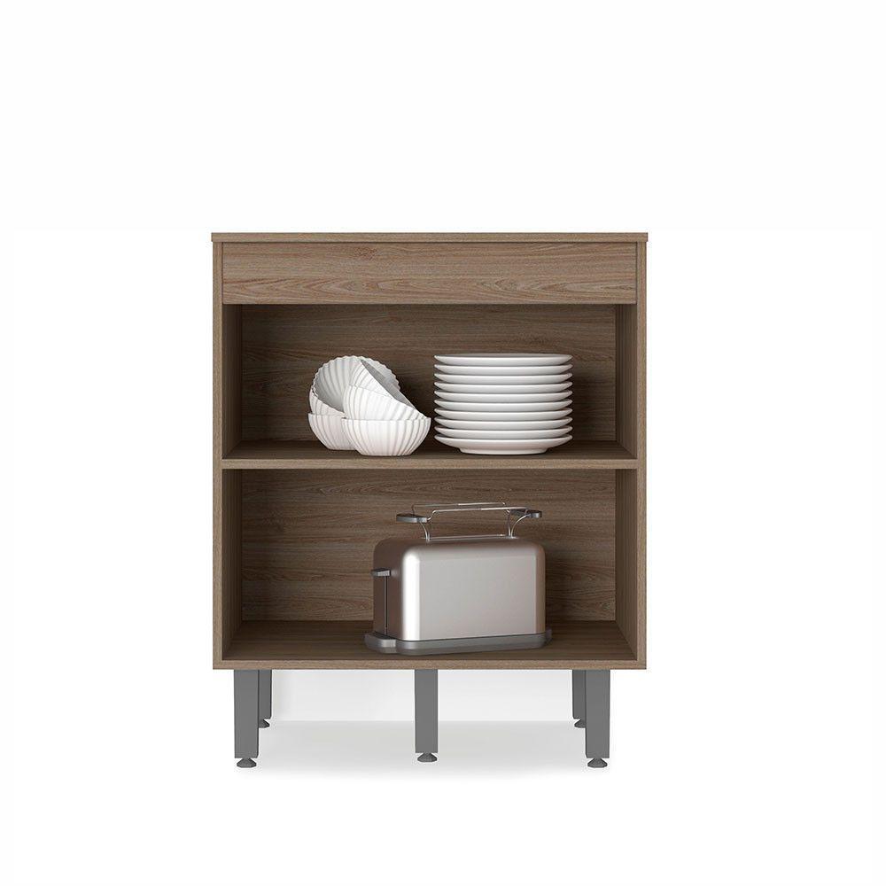 Balcão Com Tampo 2 Portas 70 Cm Carvalho Com Grafite - 3