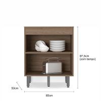 Balcão Com Tampo 2 Portas 70 Cm Carvalho Com Grafite - 2