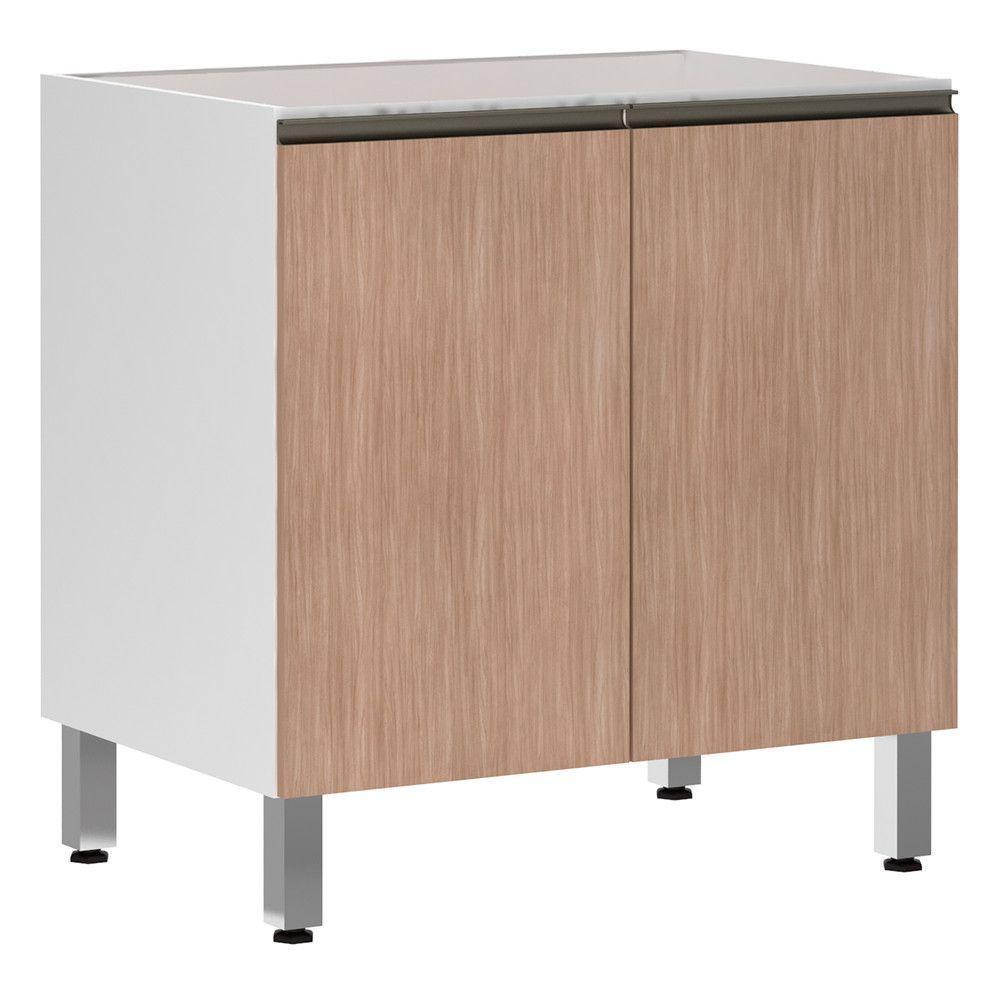 Balcão Sem Tampo 80cm Branco Com Cumaru - 1