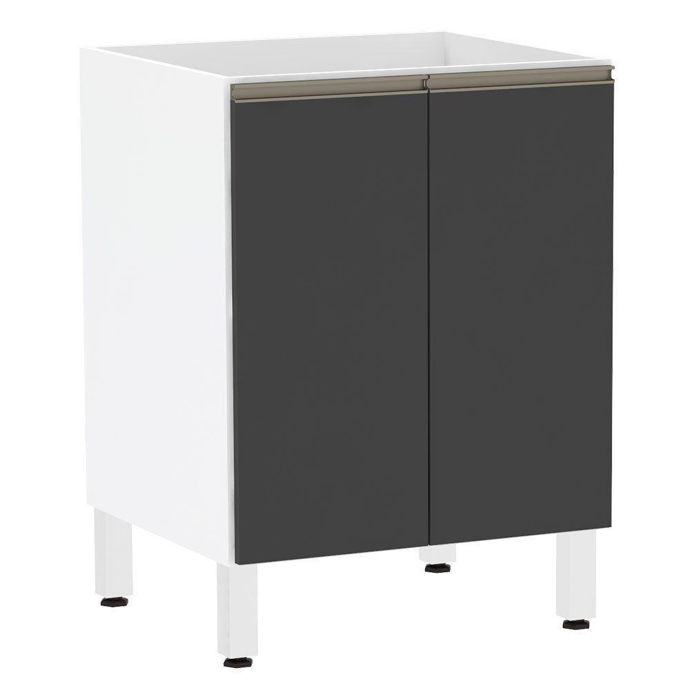 Balcão Sem Tampo 60cm Branco Com Preto Txt - 1