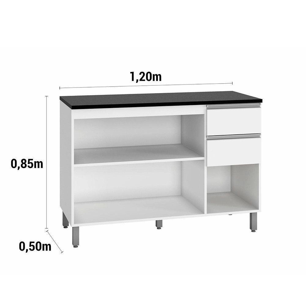 Balcão Com Tampo Evidence 3 Portas 2 Gavetas Mdp Branco - 2