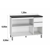 Balcão Com Tampo Evidence 3 Portas 2 Gavetas Mdp Branco - 2