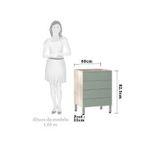 Balcão Sem Tampo Gaveteiro 60cm Lis Legno Crem e Verde Jade - 7