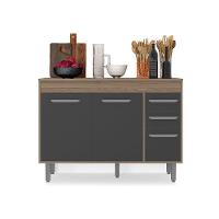 Balcão 3 Portas 2 Gavetas 120Cm S/ Tampo Carvalho C/ Grafite