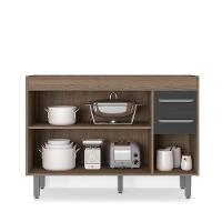 Balcão 3 Portas 2 Gavetas 120Cm S/ Tampo Carvalho C/ Grafite - 5