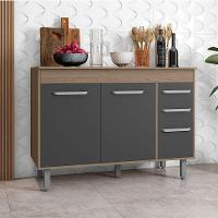 Balcão 3 Portas 2 Gavetas 120Cm S/ Tampo Carvalho C/ Grafite - 6