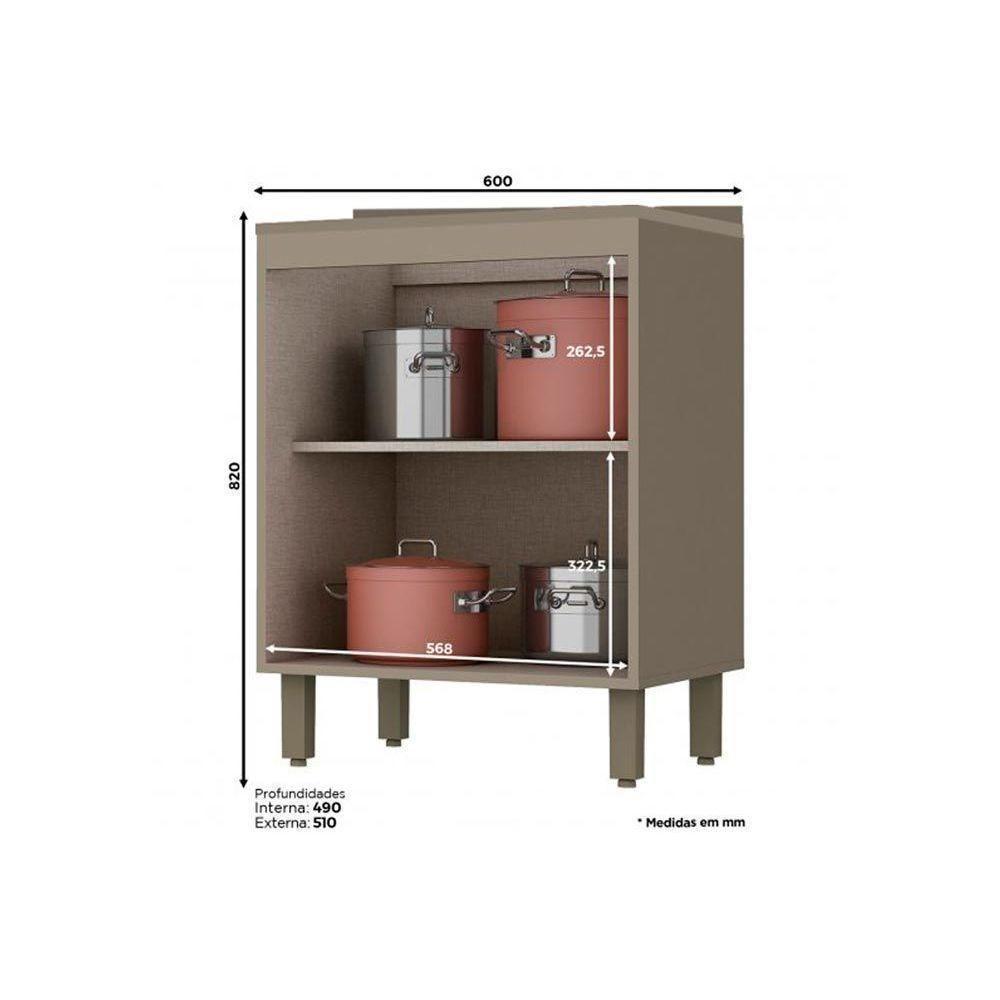 Balcão de Cozinha Connect c/ 2 Portas c/Tampo Duna/Cristal - Henn - 2