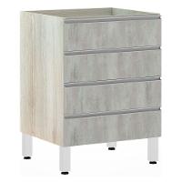 Balcão Sem Tampo Gaveteiro 60cm Lis Legno Crem e Concreto - 1