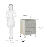 Balcão Sem Tampo Gaveteiro 60cm Lis Legno Crem e Concreto - 3