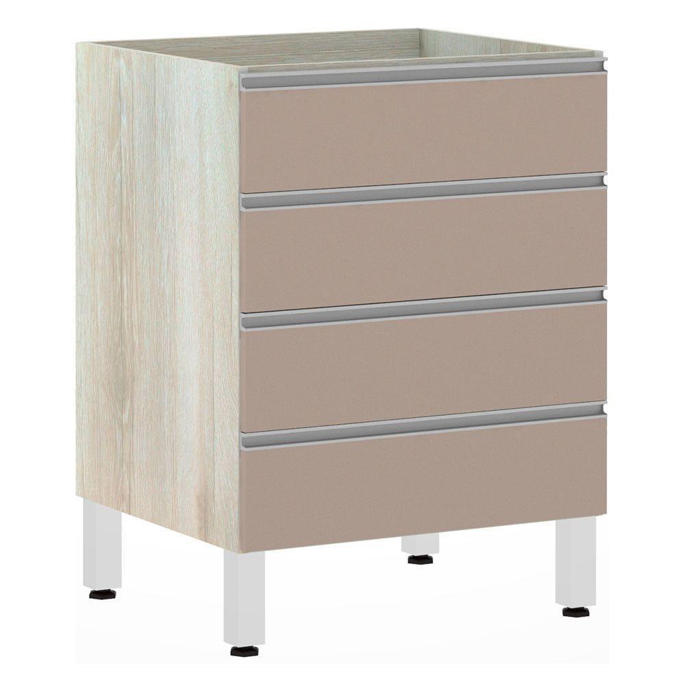 Balcão Sem Tampo Gaveteiro 60cm Lis Legno Crem e Connect - 1