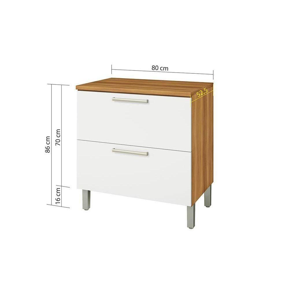 Balcão de Cozinha Modulado  Burguesa Premium 1 Porta e 1 Gaveta c/ Tampo Freijo/Grafite - Nesher - 4