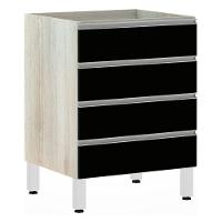 Balcão Sem Tampo Gaveteiro 60cm Lis Legno Crem e Preto Tx - 1