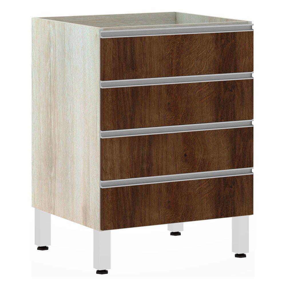 Balcão Sem Tampo Gaveteiro 60cm Lis Legno Crema Com - 1