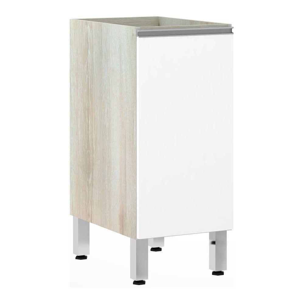 Balcão Sem Tampo 35cm 1 Prateleira Lis Legno Crem e Branco Mat - 1