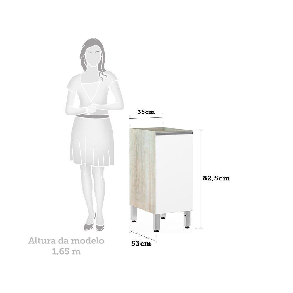 Balcão Sem Tampo 35cm 1 Prateleira Lis Legno Crem e Branco Mat - 2