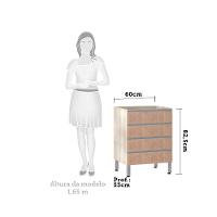 Balcão Sem Tampo Gaveteiro 60cm Lis Legno Crem e Cumaru - 3