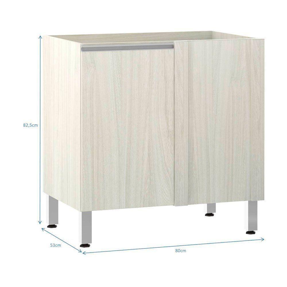 Balcão Sem Tampo De Canto Reto Luciane 80cm Lis Legno Crema - 3