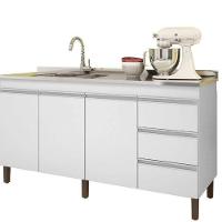 Balcão de Pia 159cm 3 Portas 3 Gavetas Branco - 7