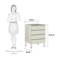 Balcão Sem Tampo Gaveteiro 60cm Lis Legno Crem e Kashmir - 3