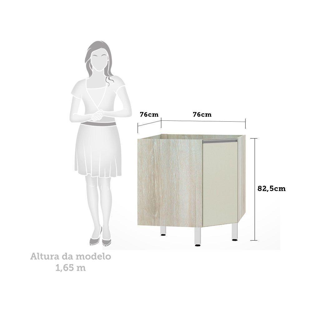 Balcão Sem Tampo Canto Diagonal Luciane Lis Legno Crem e Kashmir - 2