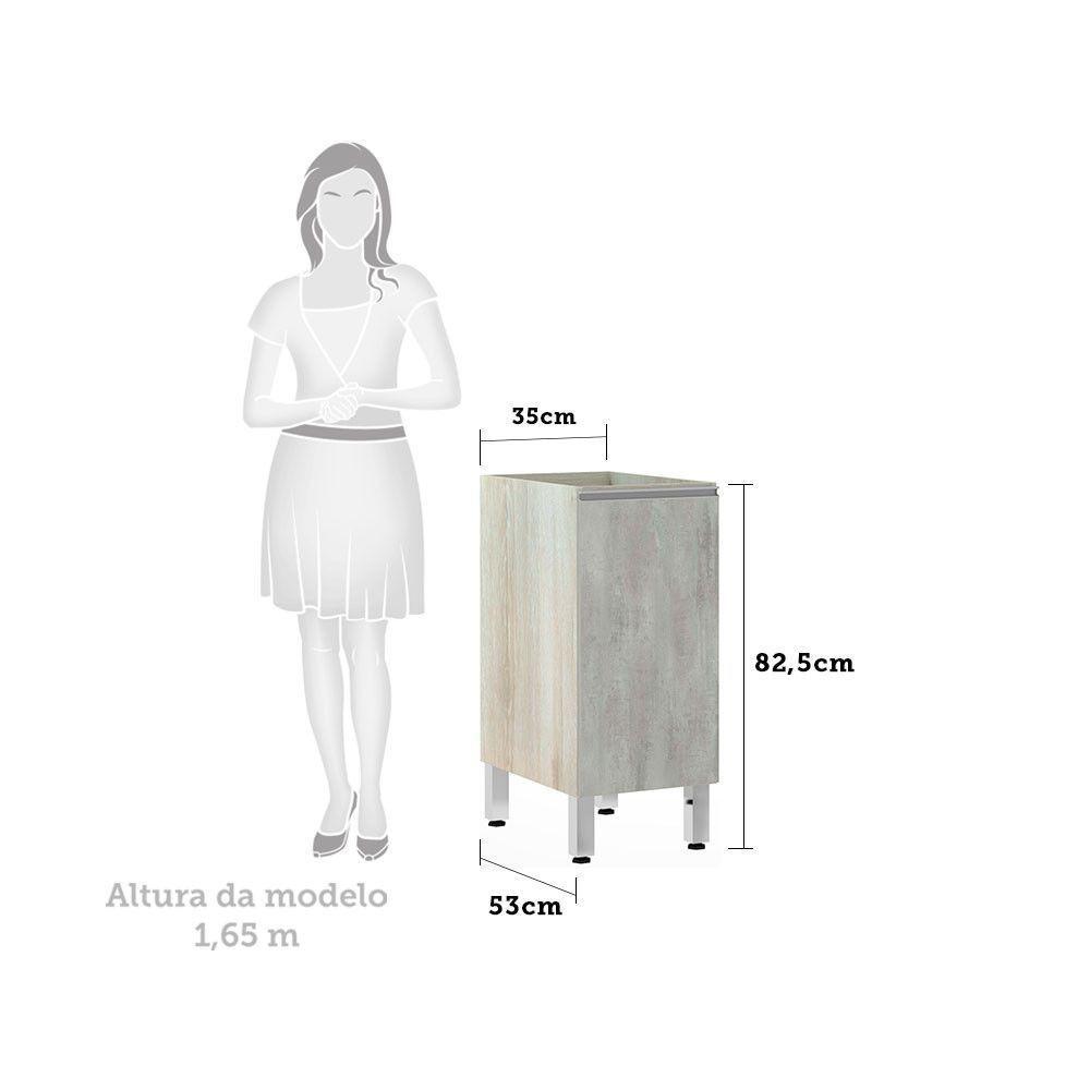 Balcão Sem Tampo 35cm 1 Prateleira Lis Legno Crem e Concreto - 2