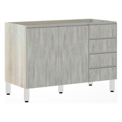 Balcão De Pia Sem Tamp 120cm E Lis Legno Crem e Concreto