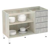 Balcão De Pia Sem Tamp 120cm E Lis Legno Crem e Concreto - 3