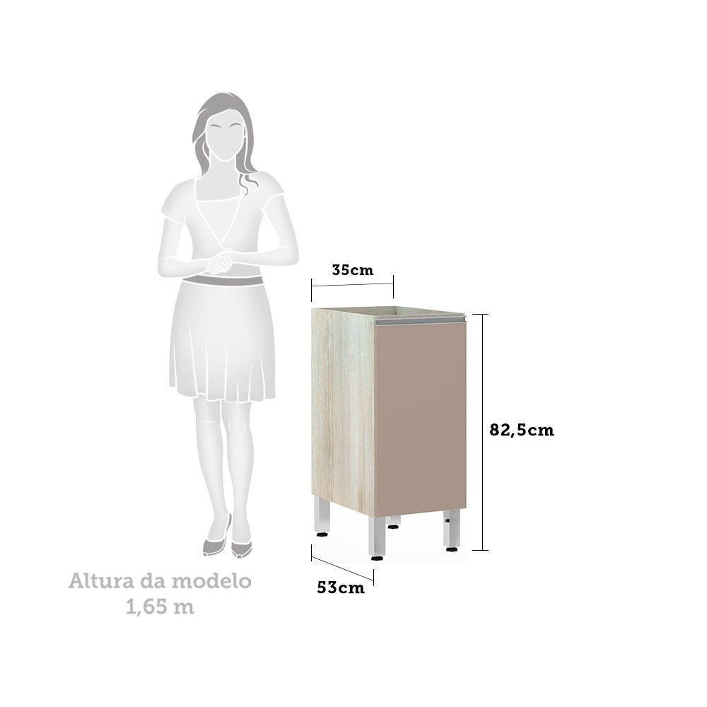 Balcão Sem Tampo 35cm 1 Prateleira Lis Legno Crem e Connect - 2