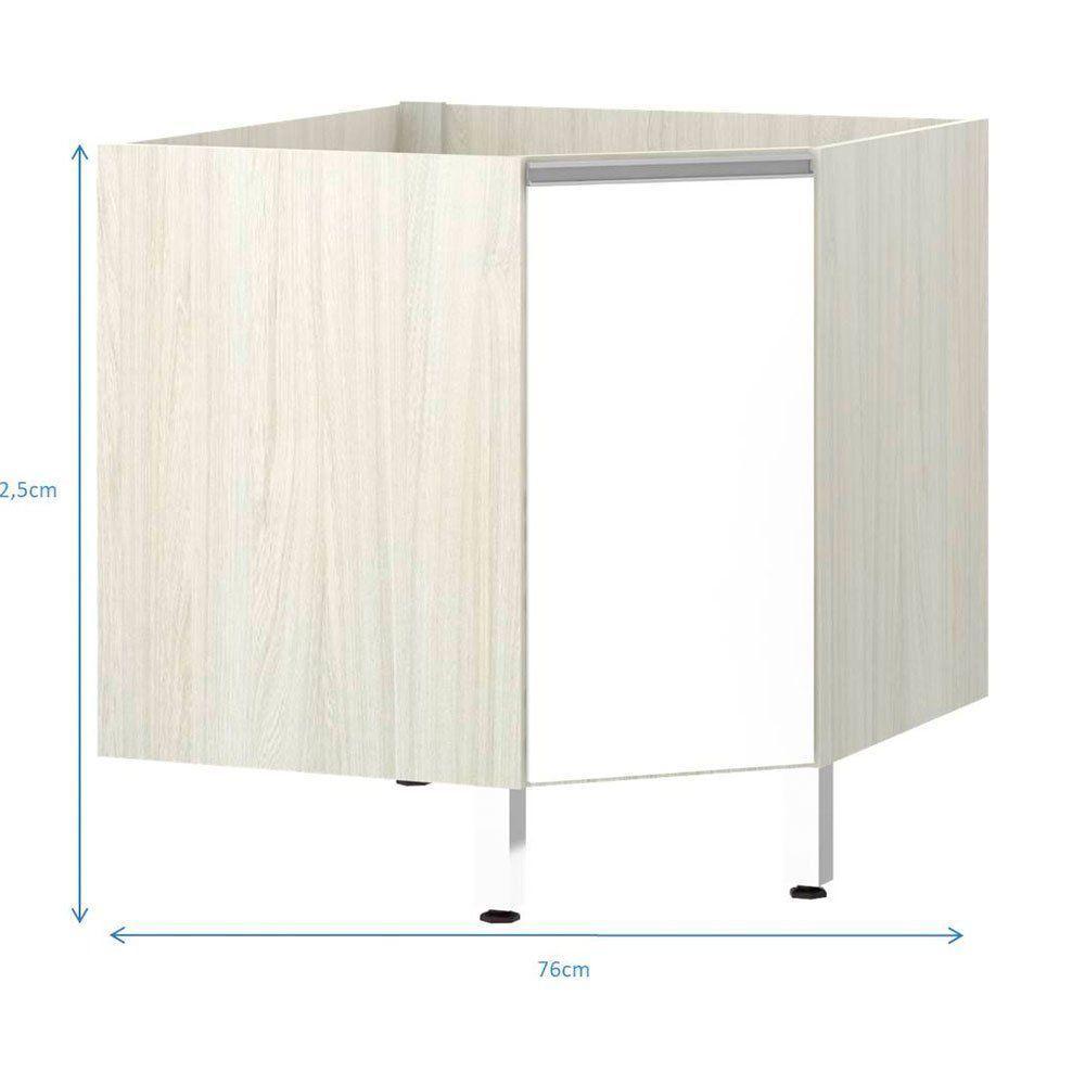 Balcão Sem Tampo Canto Diagonal Luciane Lis Legno Crem e Branco Mat - 3